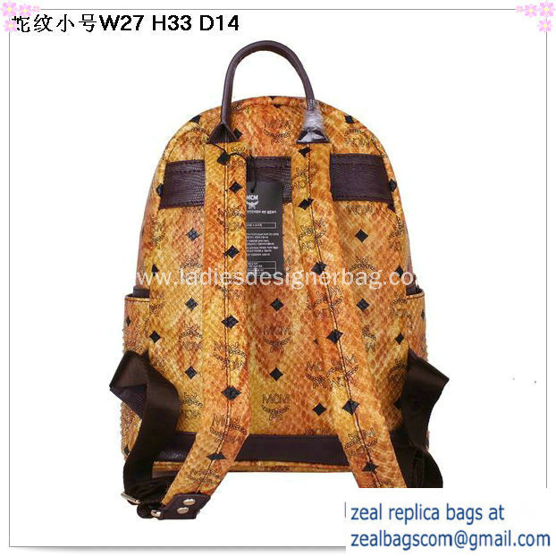 High Quality Replica MCM Armour Small Backpack Snake Leather MC2095S Wheat